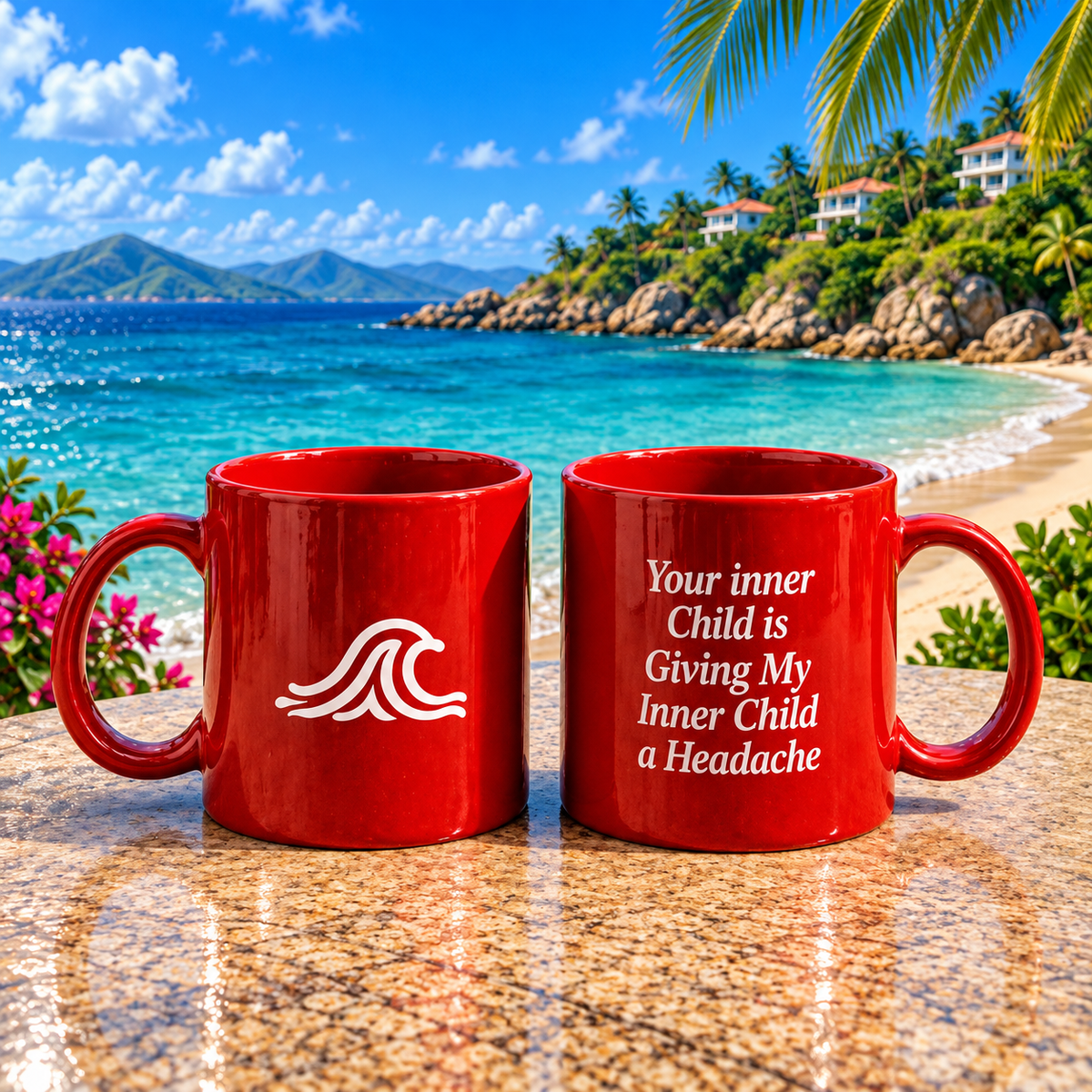 Red Ceramic Mug — "Your Inner Child is Giving My Inner Child a Headache"
