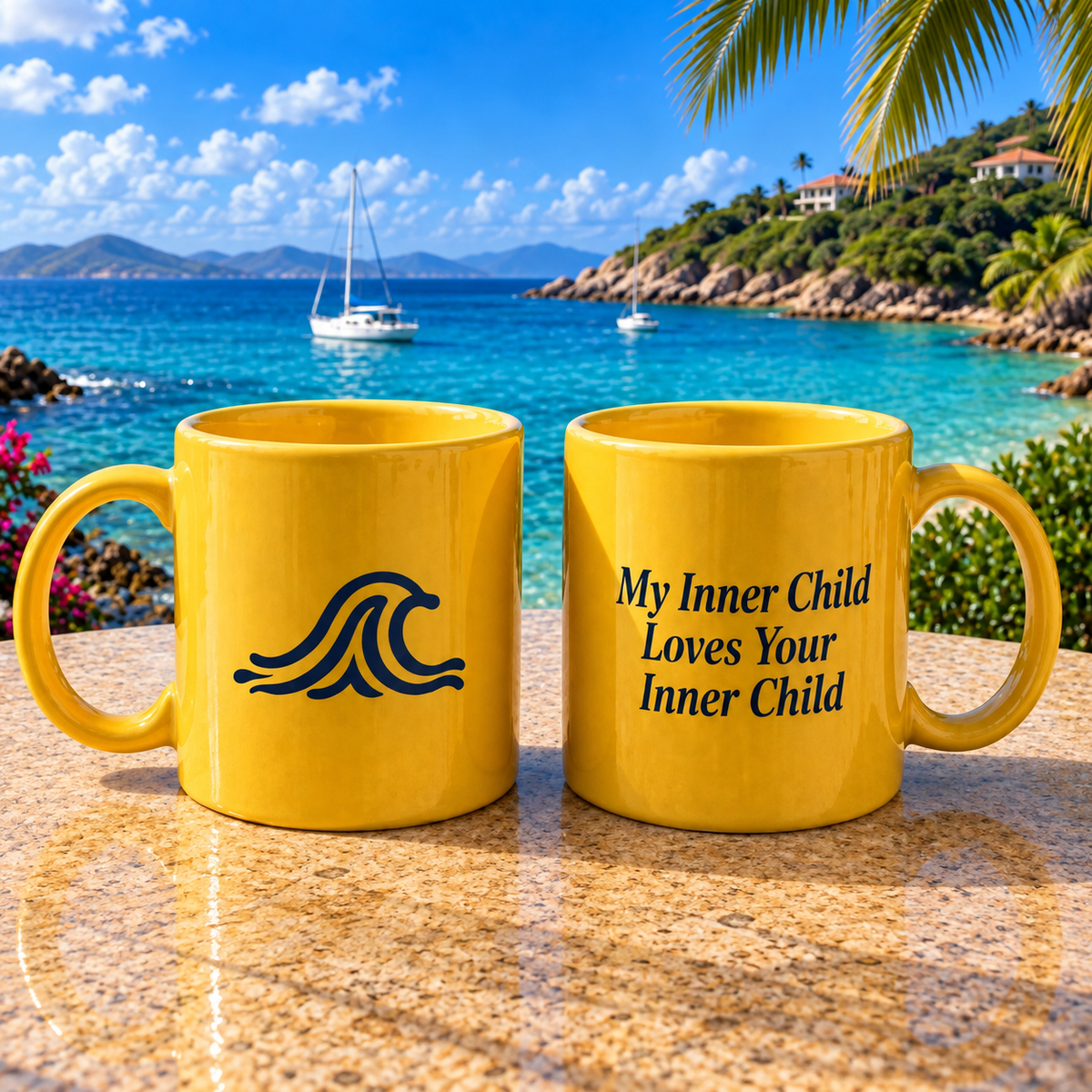 Yellow Ceramic Mug — "My Inner Child Loves Your Inner Child"