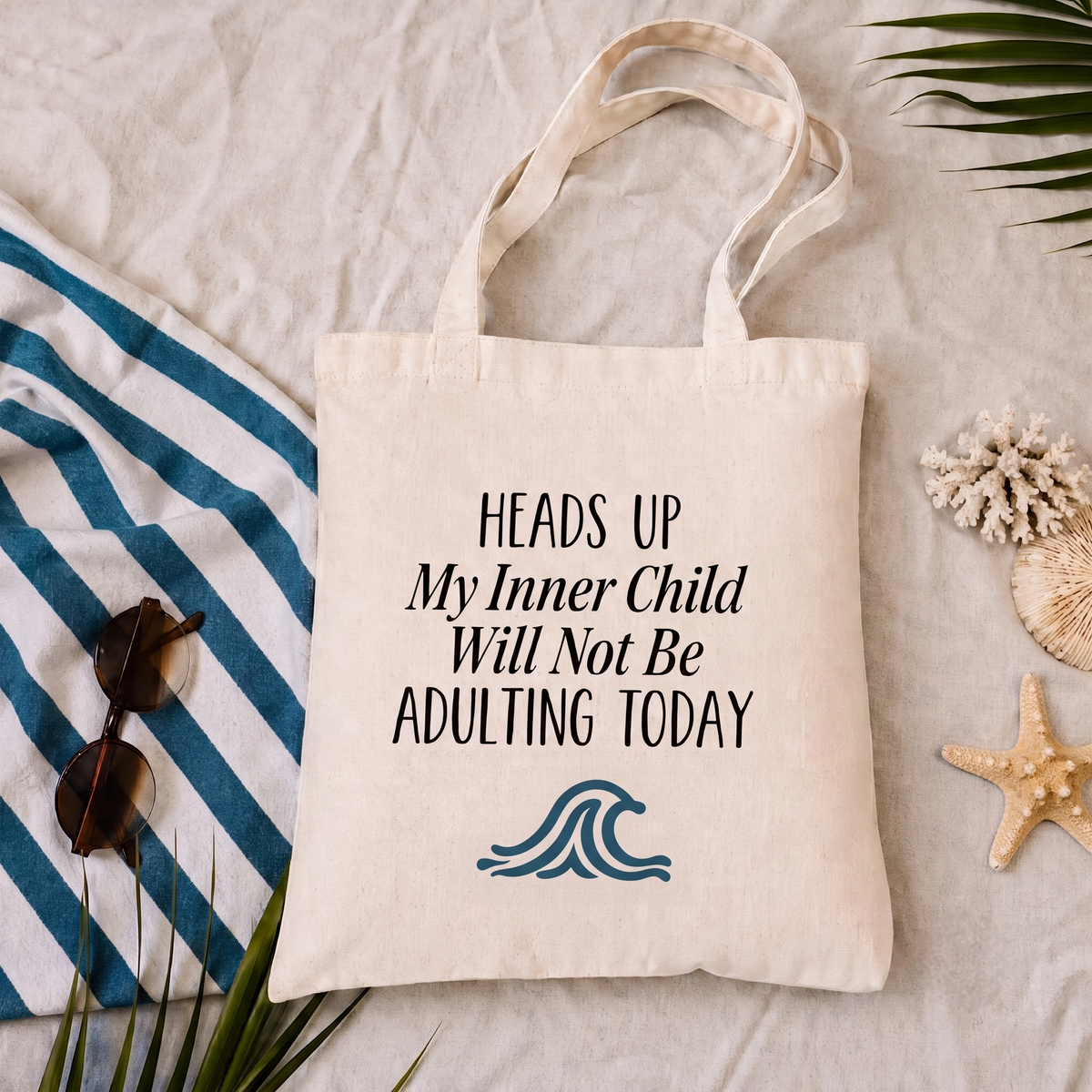 HEADS UP My Inner Child Will Not Be Adulting Today -  White Sand Beach Carry Tote Bag