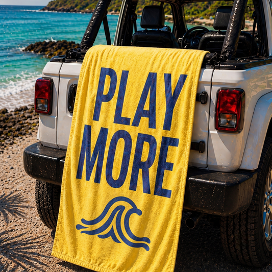 PLAY MORE - Yellow Beach Towel