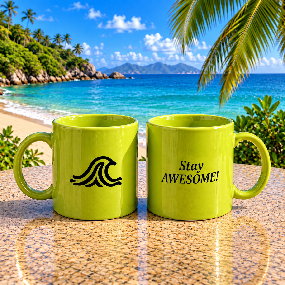 Green Ceramic Mug — "Stay Awesome!"